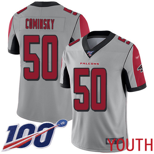Atlanta Falcons Limited Silver Youth John Cominsky Jersey NFL Football #50 100th Season Inverted Legend